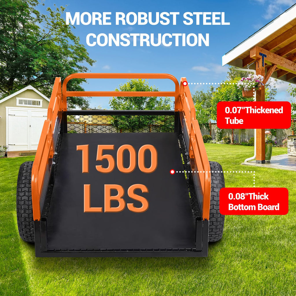 Durable steel garden trailer for efficient transportation of garden materials and tools