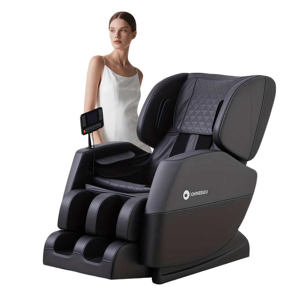 MC50BWHALE-G1-01 Shiatsu full body massage chair, recliner with zero gravity and area control, waist and calf heating, LCD touch screen, easy to clean, black/grey color scheme, perfect Christmas gift for him/her, ideal for office and bedroom
