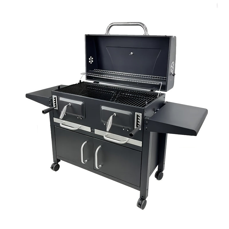 Outdoor Charcoal Barbecue Grill with a Spacious Cooking Surface of 794 Square Inches, Featuring Two Separate And Adjustable Charcoal Trays, And Foldable Side Tables, Perfect for Backyard Cooking, Camping, And Picnics