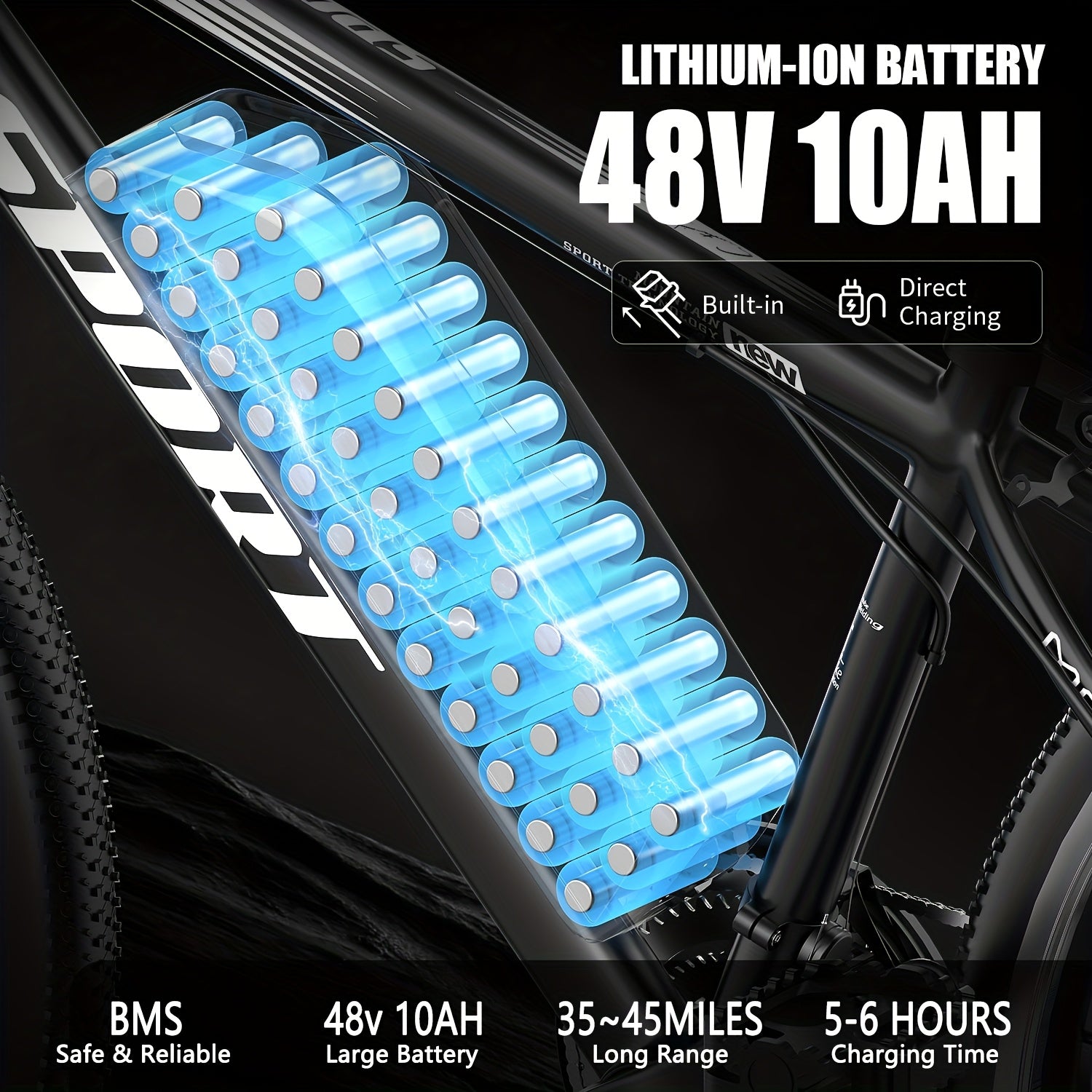 700W electric bike, adult 26-inch, 48V 10AH electric mountain bike, 25MPH & 35-45 mile range electric mountain bike, off-road, professional 7-speed