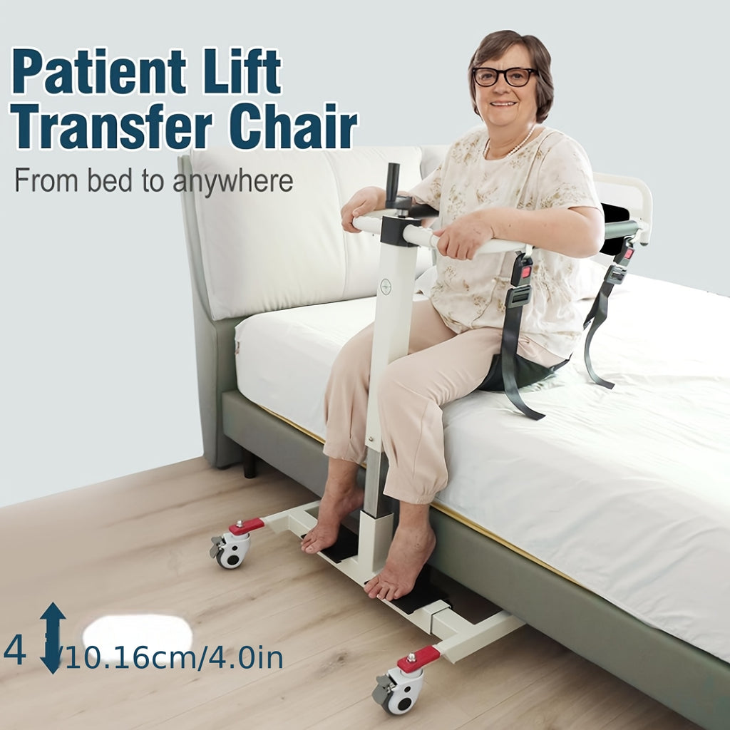 Heavy-duty household transfer lift chair with backrest, four-wheel base and guide rail system, the elderly lift chair, height adjustable lift system, suitable for bedside, car bedside, toilet chair, shower chair, etc., can be used as a lift chair