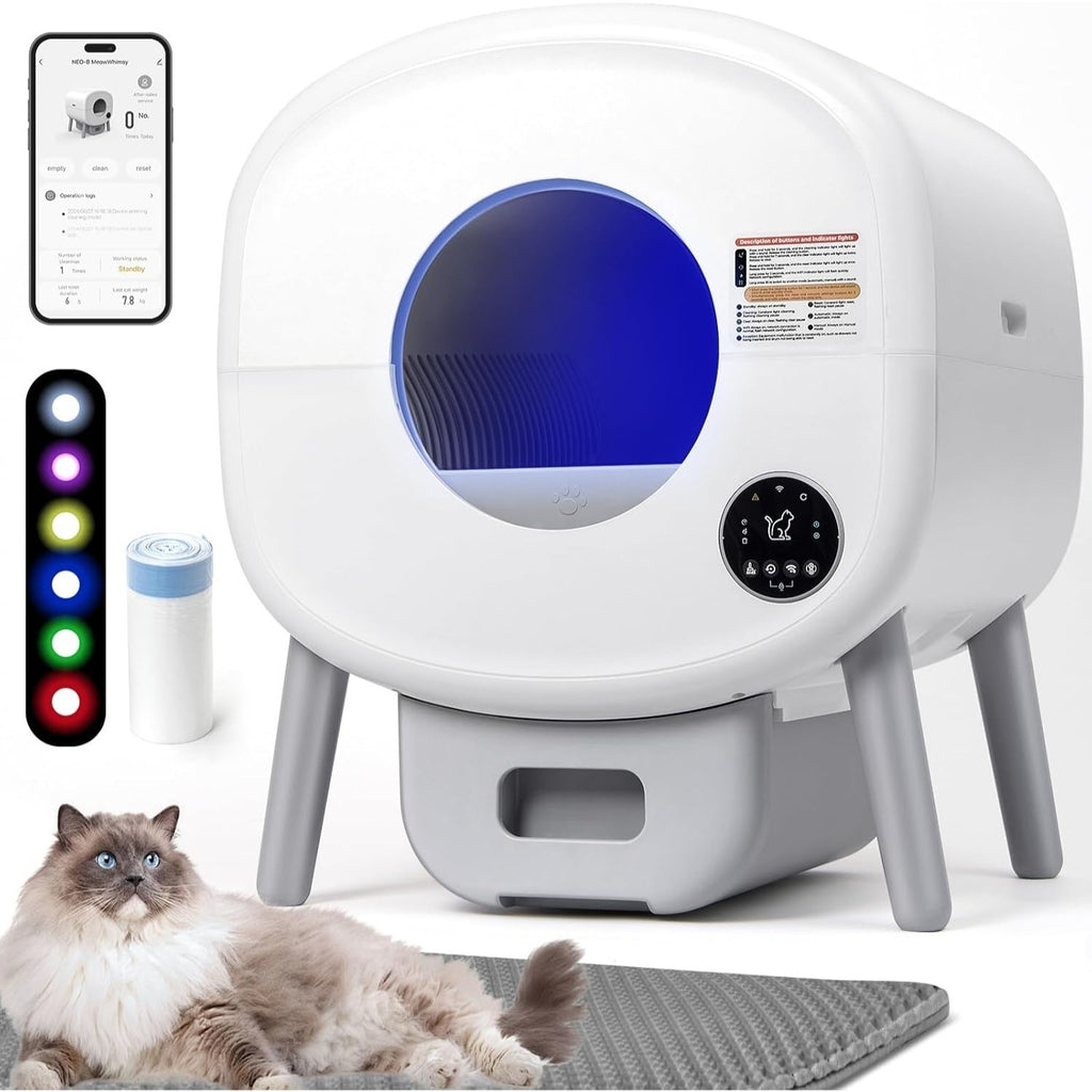 Self-cleaning cat litter box, a large automatic cat litter box suitable for multiple cats, with APP control function, can remove odors, and has safety protection function
