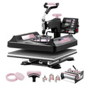【DealsForYouDays】VEVOR Heat Press Machine, 15 x 15 inch, 8 in 1 Heat Transfer Machine with 30 oz Tumbler Press, 360° Swing Away Digital T-Shirt Pressing Machine, Teflon Coating, for T-Shirts/Mugs/Hats/Plates, Black