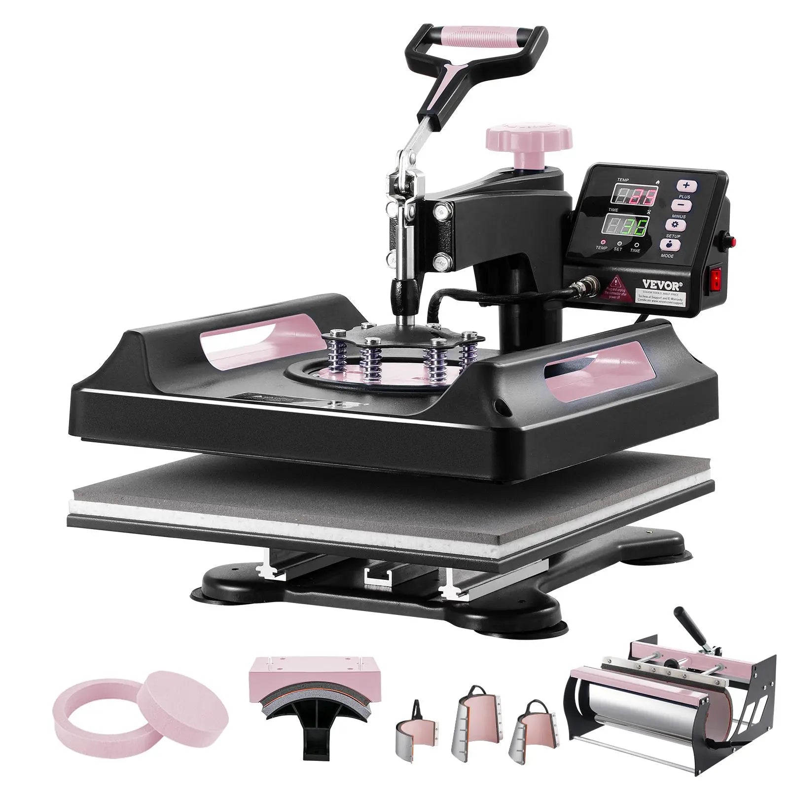 【DealsForYouDays】VEVOR Heat Press Machine, 15 x 15 inch, 8 in 1 Heat Transfer Machine with 30 oz Tumbler Press, 360° Swing Away Digital T-Shirt Pressing Machine, Teflon Coating, for T-Shirts/Mugs/Hats/Plates, Black