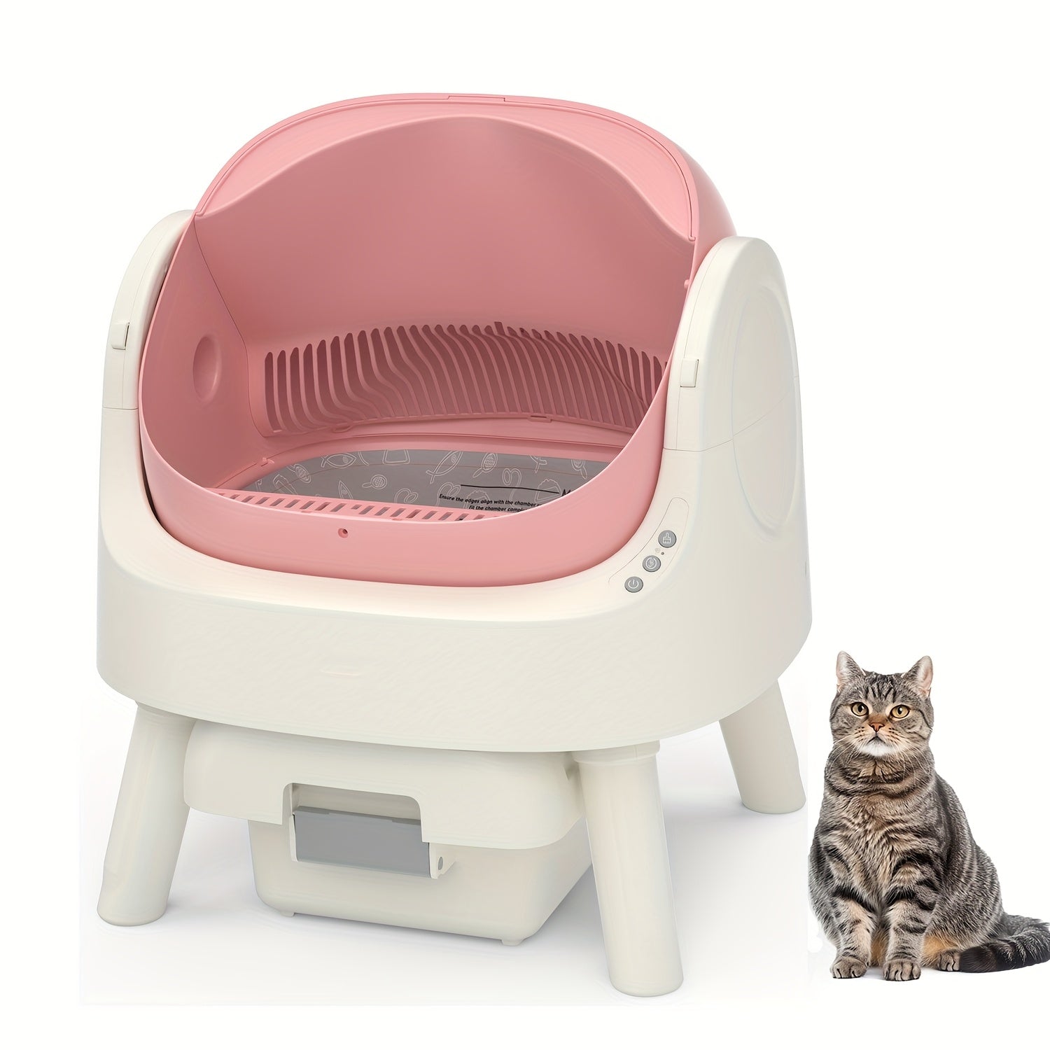 Open-top self-cleaning cat litter box, safe automatic cat litter box, suitable for multiple cats, low noise, large capacity of litter box