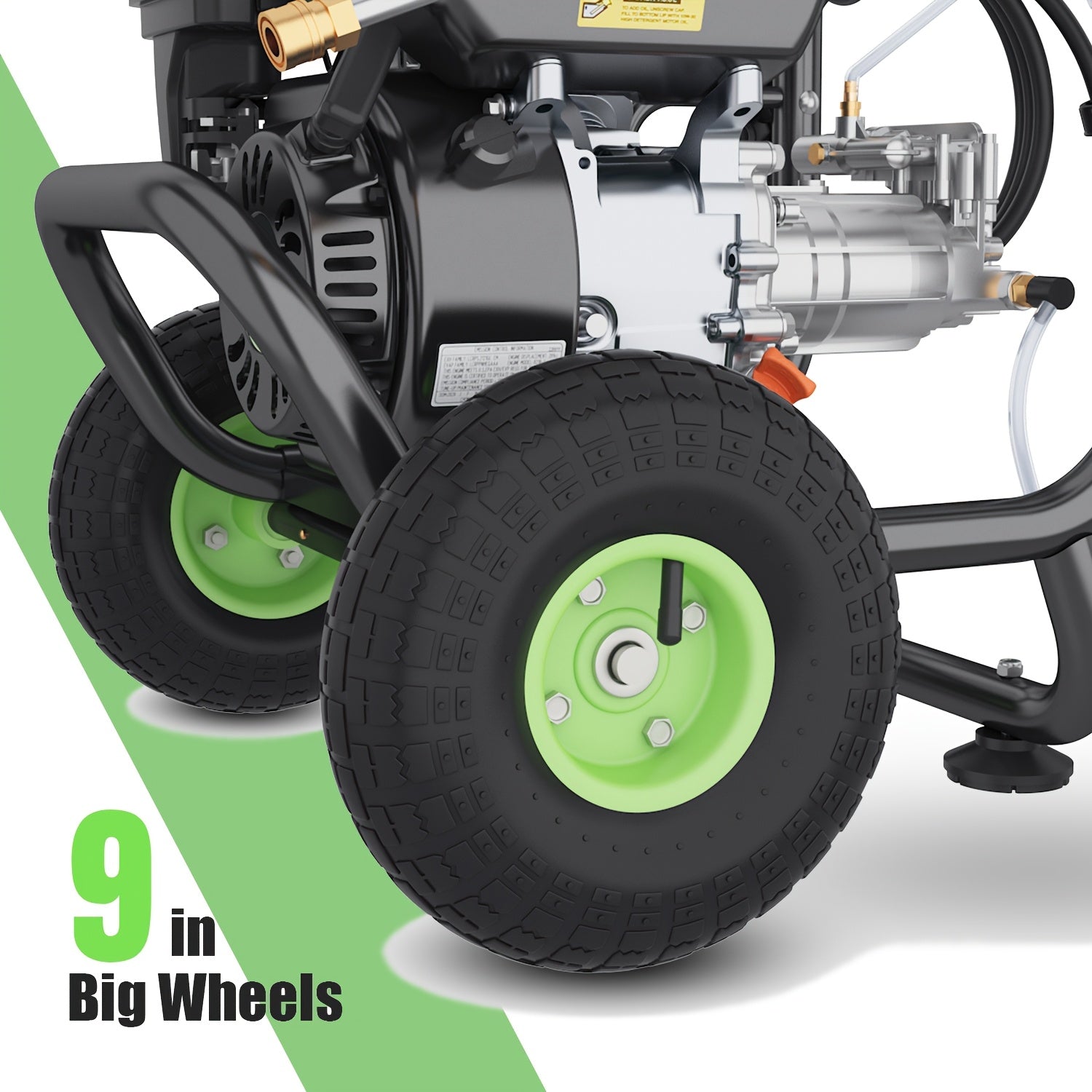 Maximum pressure 4200PSI, flow rate 4 gallons/minute, 196 ml displacement Commercial gas pressure washer, 6.5 horsepower professional gas cleaning equipment, equipped with 5 nozzles, 25 feet of hose and foam bottle, suitable for automobiles, fences