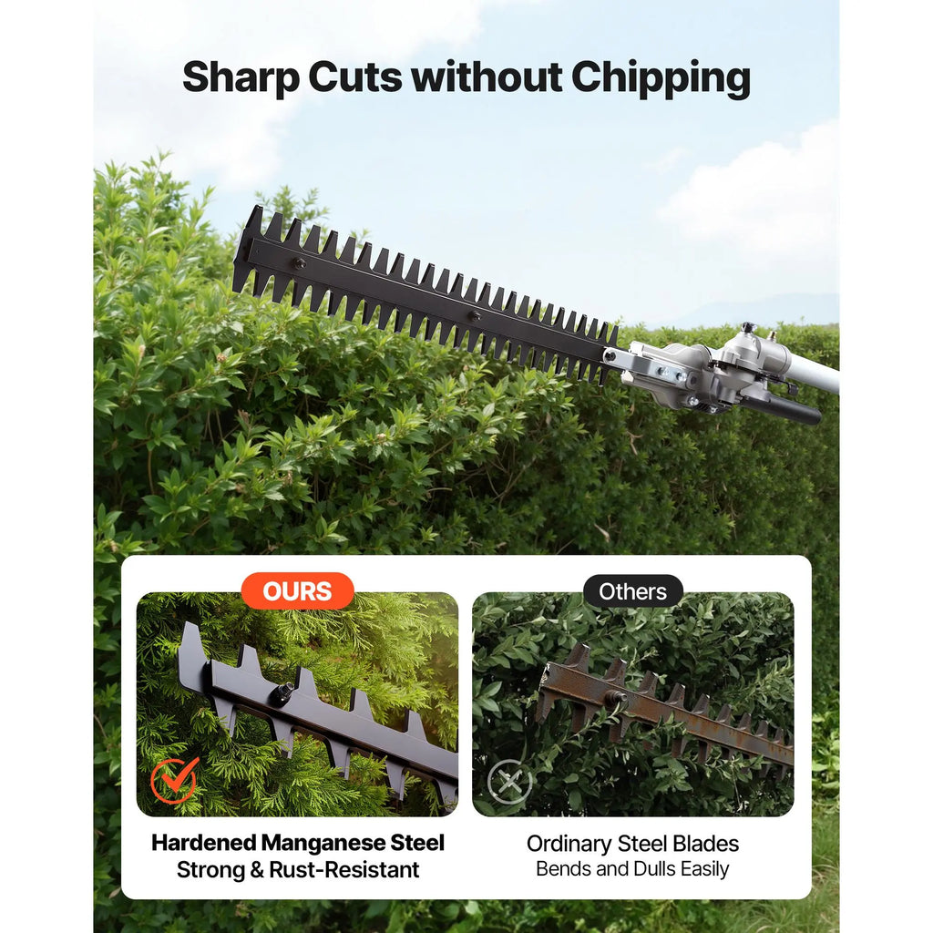 【DealsForYouDays】VEVOR Gas Hedge Trimmer, 2 Cycle Gas Power Handheld Trimmer, 6-in-1 26cc Weed Eater with Extension Pole & Protective Gear Set, Includes Hedge & String Trimmer, Brush Cutter(3T & 40T), Edger, Pole Saw