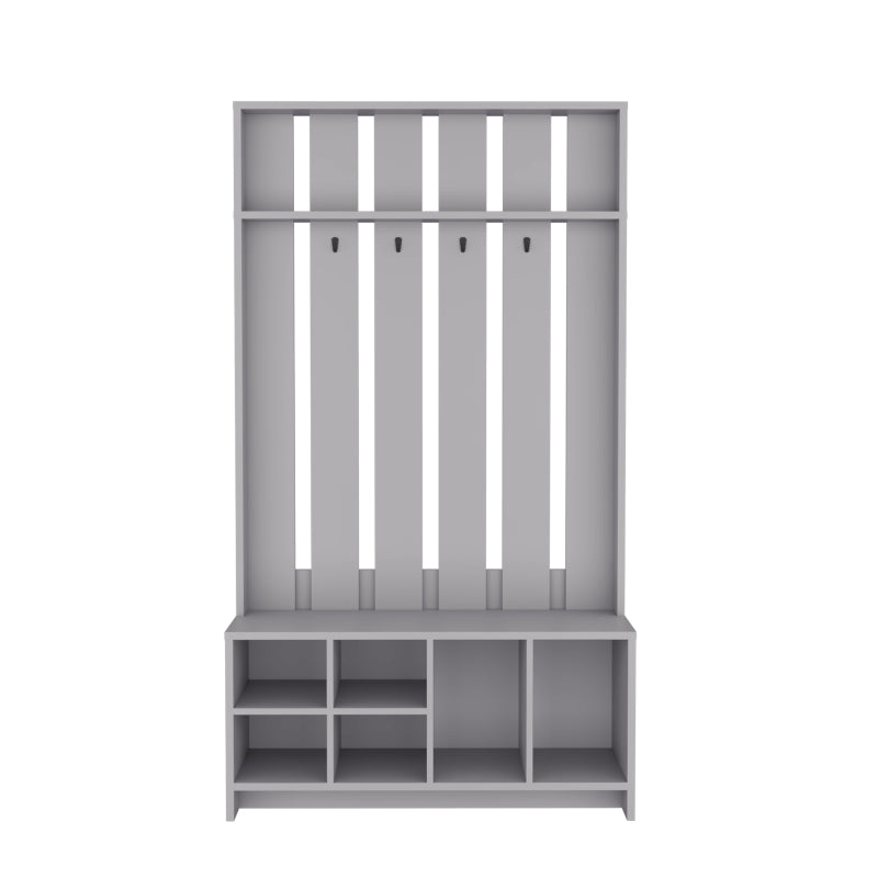 Tulcan 38' Wide Hall Tree with Bench and Shoe Storage, Entryway Bench with Coat Rack