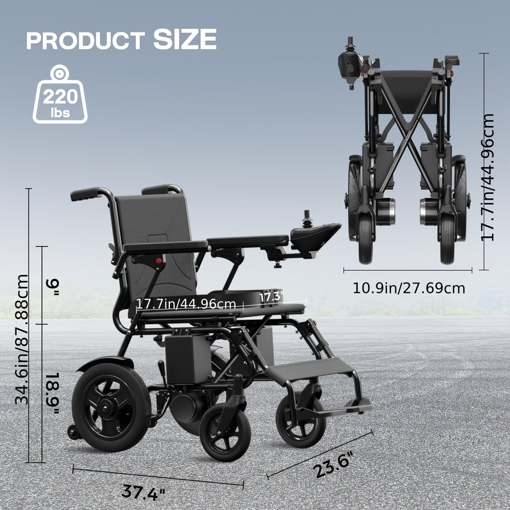 Folding electric wheelchair for adults and the elderly, all-terrain portable electric scooter, 15 miles range, 300 pounds load, can be easily placed in the trunk of the car
