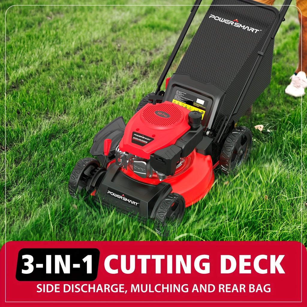 Lawn mower, oil-powered, 18-inch 140cc engine, 3-in-1 push lawn mower