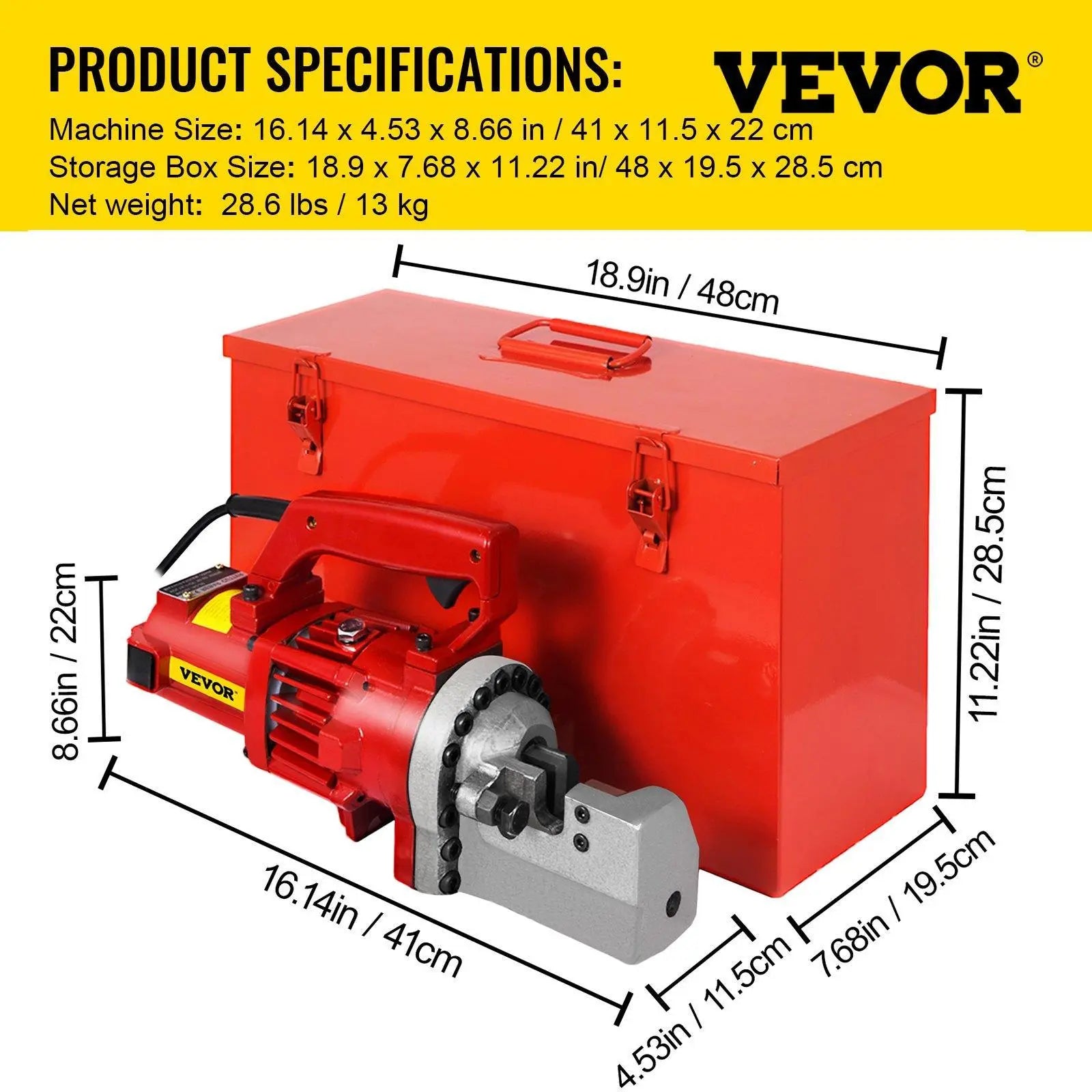 【DealsForYouDays】VEVOR Electric Rebar Cutter, 900W Portable Electric Hydraulic Rebar Cutter, Cutting up to 5/8 Inch #5 4-16mm Rebar within 3 Seconds,110V,with Easy to Carry Stainless Box