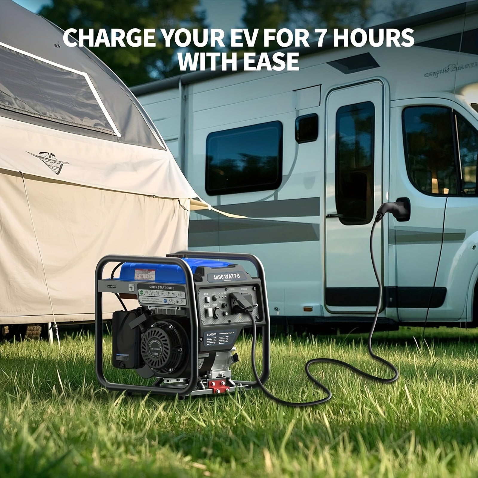 Portable generator, 4000W high power, four-stroke, high power, suitable for blizzard hurricane weather, camping, home RV backup power, dual 120V AC sockets, USB and C ports, reliable power support