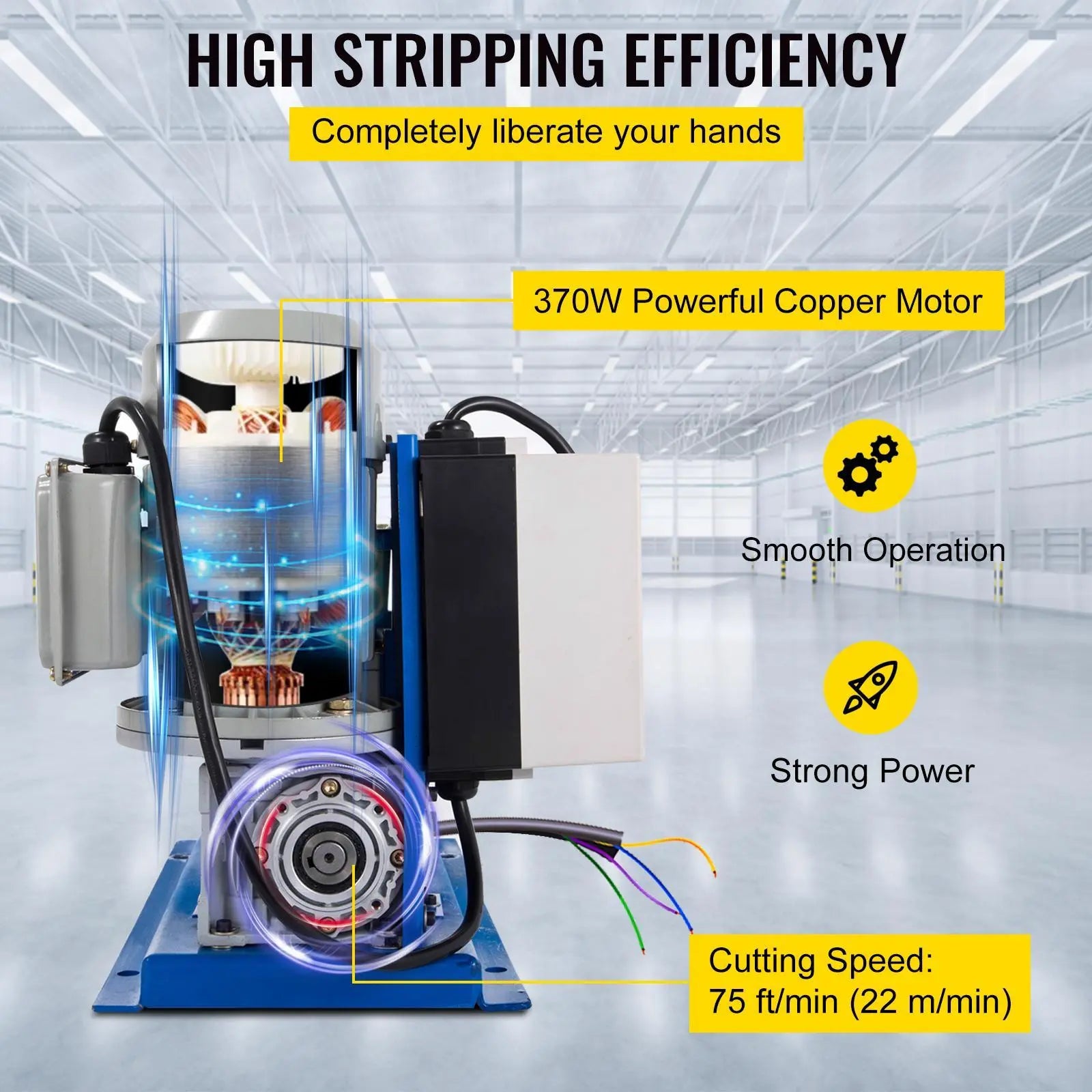 【DealsForYouDays】VEVOR Portable Wire Stripper, 18 AWG to 1" OD, 11 Channels, 10 Blades, Electric Machine for Efficient Copper Recycling, Speeds Up to 75ft/min