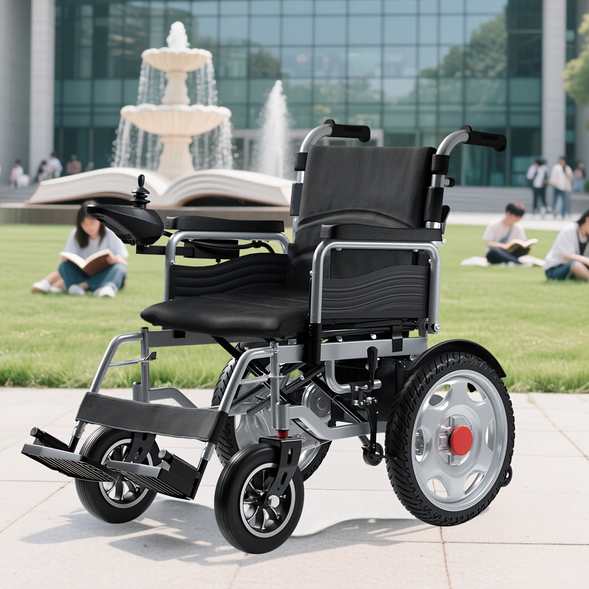 HOMYKING intelligent all-terrain portable electric wheelchair, adult folding electric wheelchair, with 360 ° hand rocker, cruising range 16 + miles, dual motors, load-bearing 400LB, suitable for the elderly and adult wheelchairs