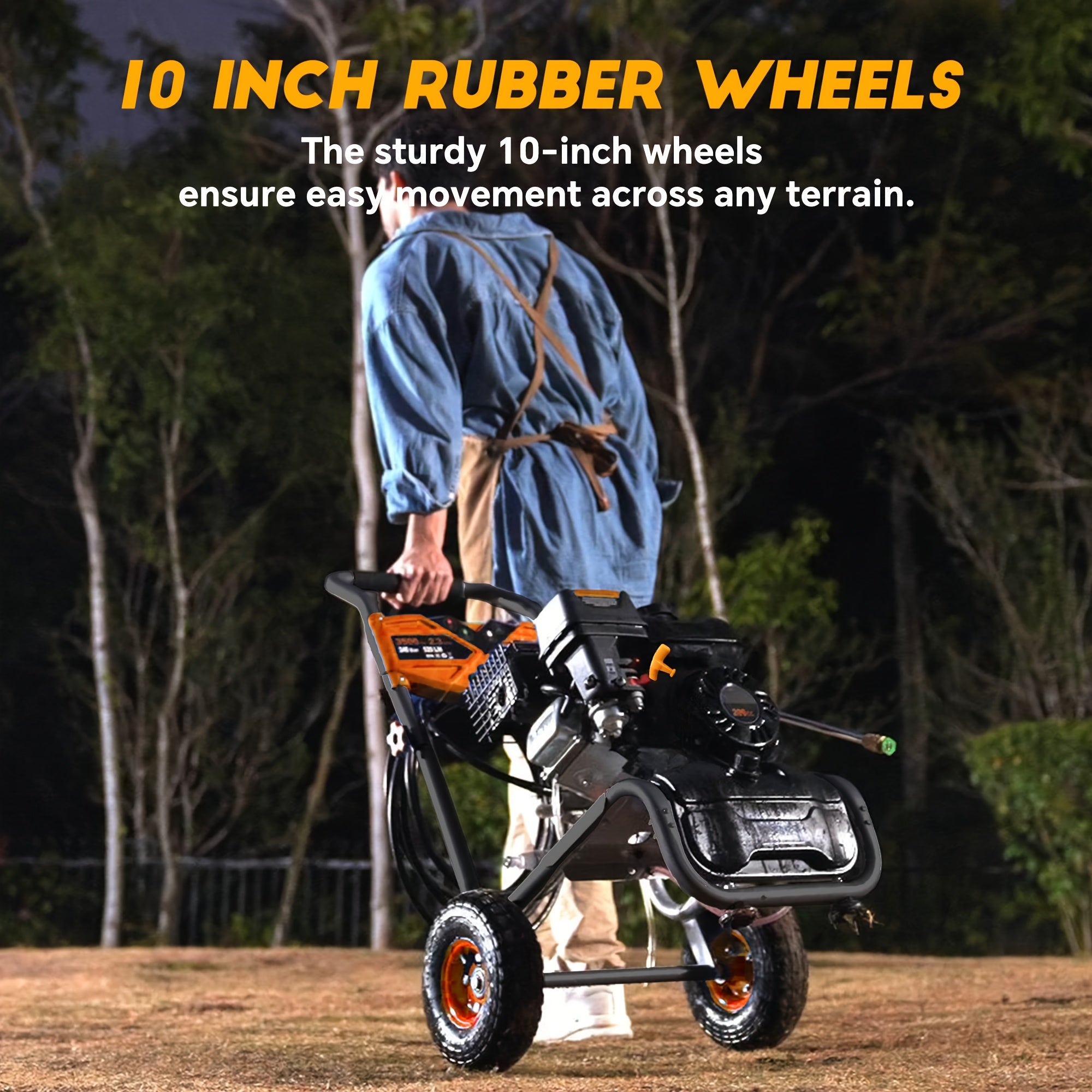 3500PSI High Pressure Washer - 2.3 gallons per minute (approx. 212 ml/min) gasoline engine type washer with 25-foot hose and 4 quick-connect multi-angle nozzles, yard car high pressure washer, perfect for cleaning outdoor surfaces, roads and walls