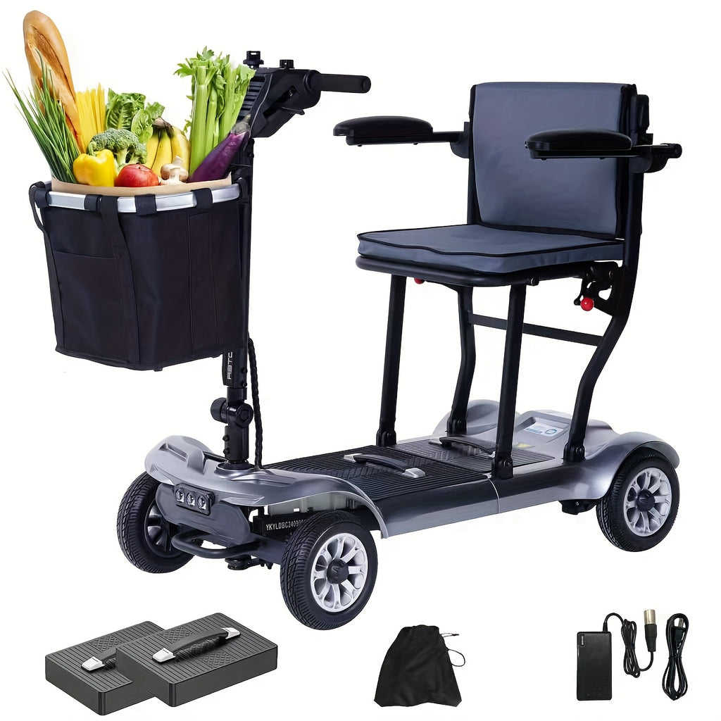 Ultra-Light Adult Electric Driving Aid, 39.7 lb folding design, 2 lithium batteries, all-terrain travel, airplane portable - gray, Valentine's Day gift, range up to 22 miles