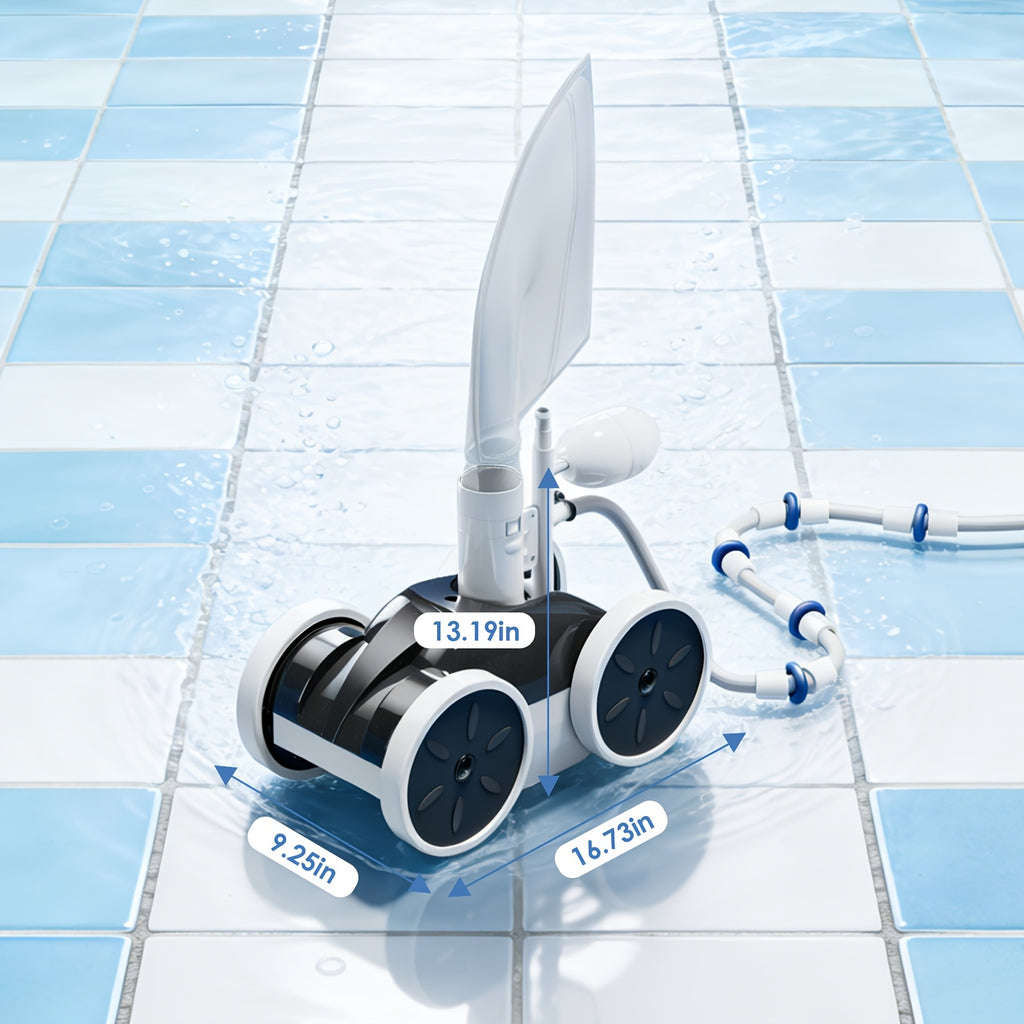 Upgraded Pool Pressure Side Brush - Professional Pool Cleaning Solution. IMPORTANT: 58 Psi Booster Pump and 1.5 NPT Threaded Inlet Required. No electrical components. (with hose)