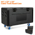 1 black wheeled cable box with dividers, size 44" x 22" x 24", stackable heavy duty ata rolling tool box, high density polyethylene (hdpe), tool box cable box for professional audio, dj equipment and instrument storage, with casters