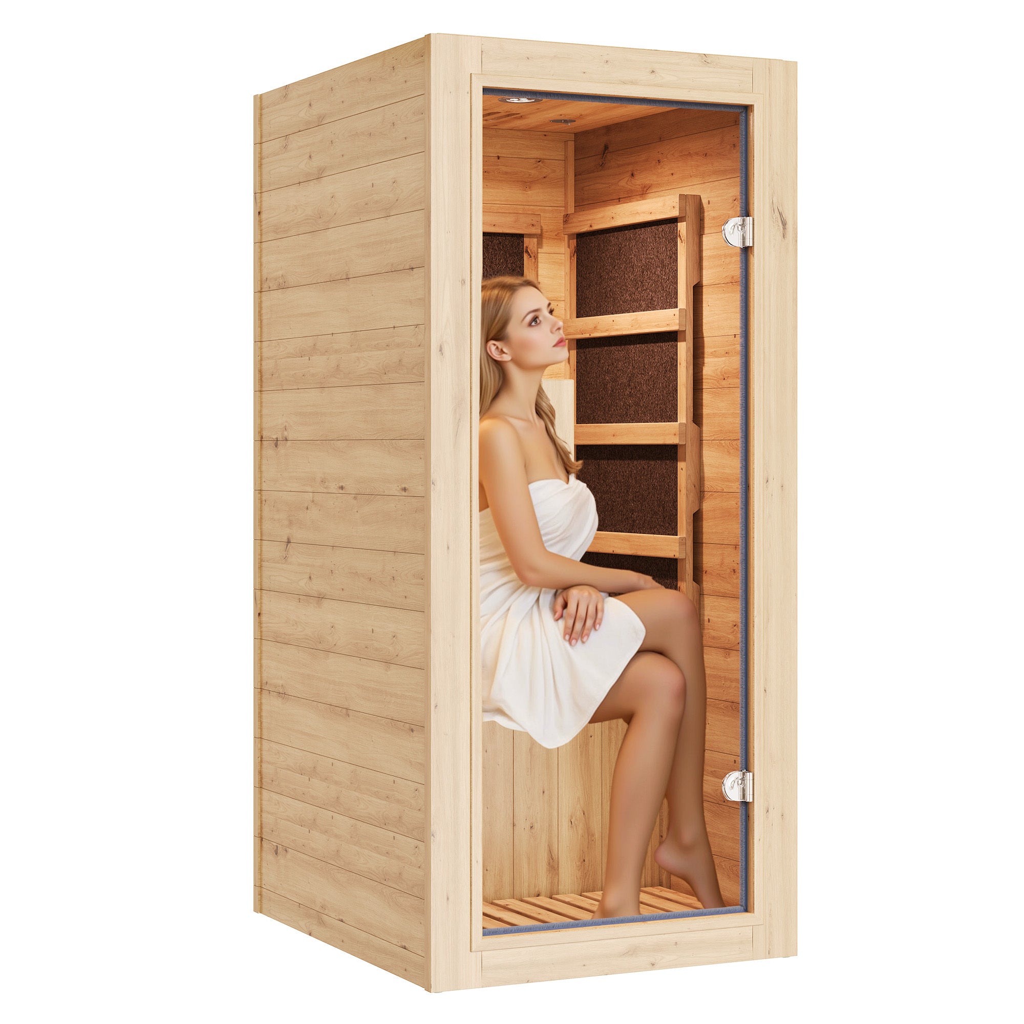 PAPAJET household single infrared dry steam sauna room, spruce wood indoor sauna room with sole heater, home relaxation muscle recovery spa