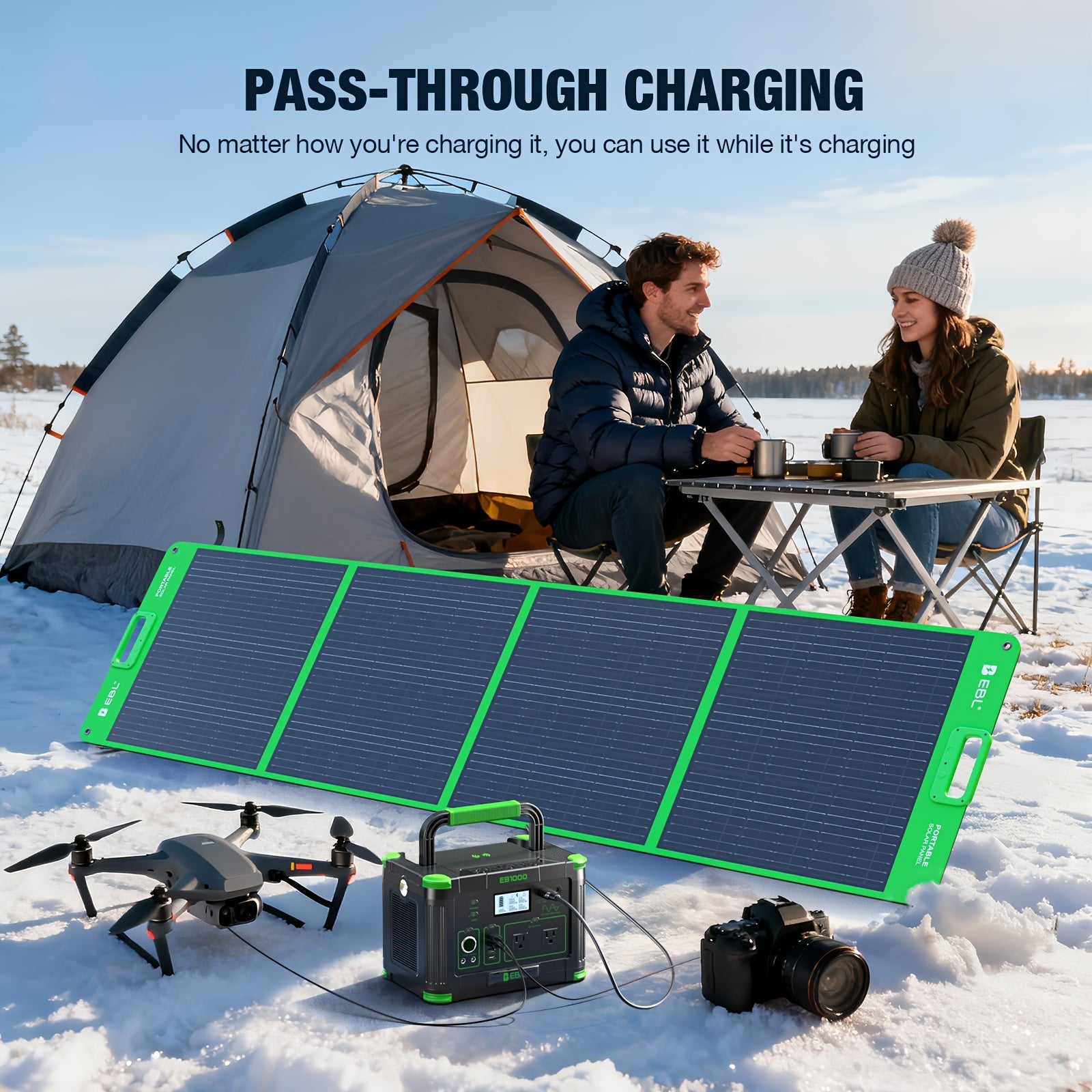 1000W mobile power supply, solar generator 999Wh (peak 2000W), power station with 110V pure sine wave AC power socket, digital display, PD 60W USB-C fast charging, home emergency backup battery, outdoor camping, road trip