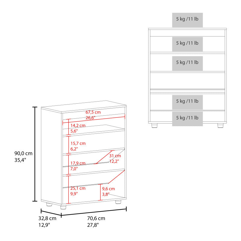 Shoe Rack, 3 Doors, 3 Shelves, 4 Legs, White/ Natural Oak