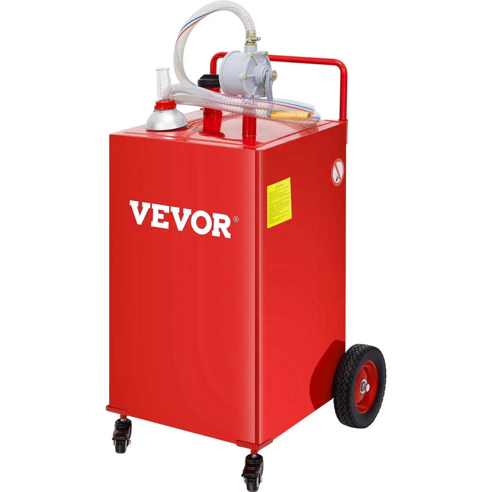【DealsForYouDays】VEVOR Fuel Caddy, 35 Gallon, Gas Storage Tank on 4 Wheels, with Manuel Transfer Pump, Gasoline Diesel Fuel Container for Cars, Lawn Mowers, ATVs, Boats, More, Red Bottles Hand