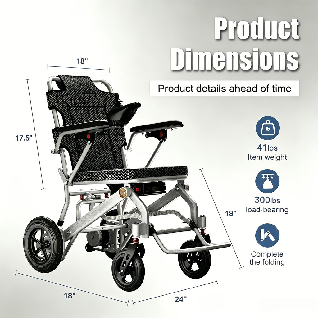41-Pound lightweight electric adult wheelchair. Folding wheelchair, 330-pound load-bearing, equipped with 360-degree joystick control and EABS parking system | anti-dump wheels. Lightweight portable scooter, universal left-right-hand operation