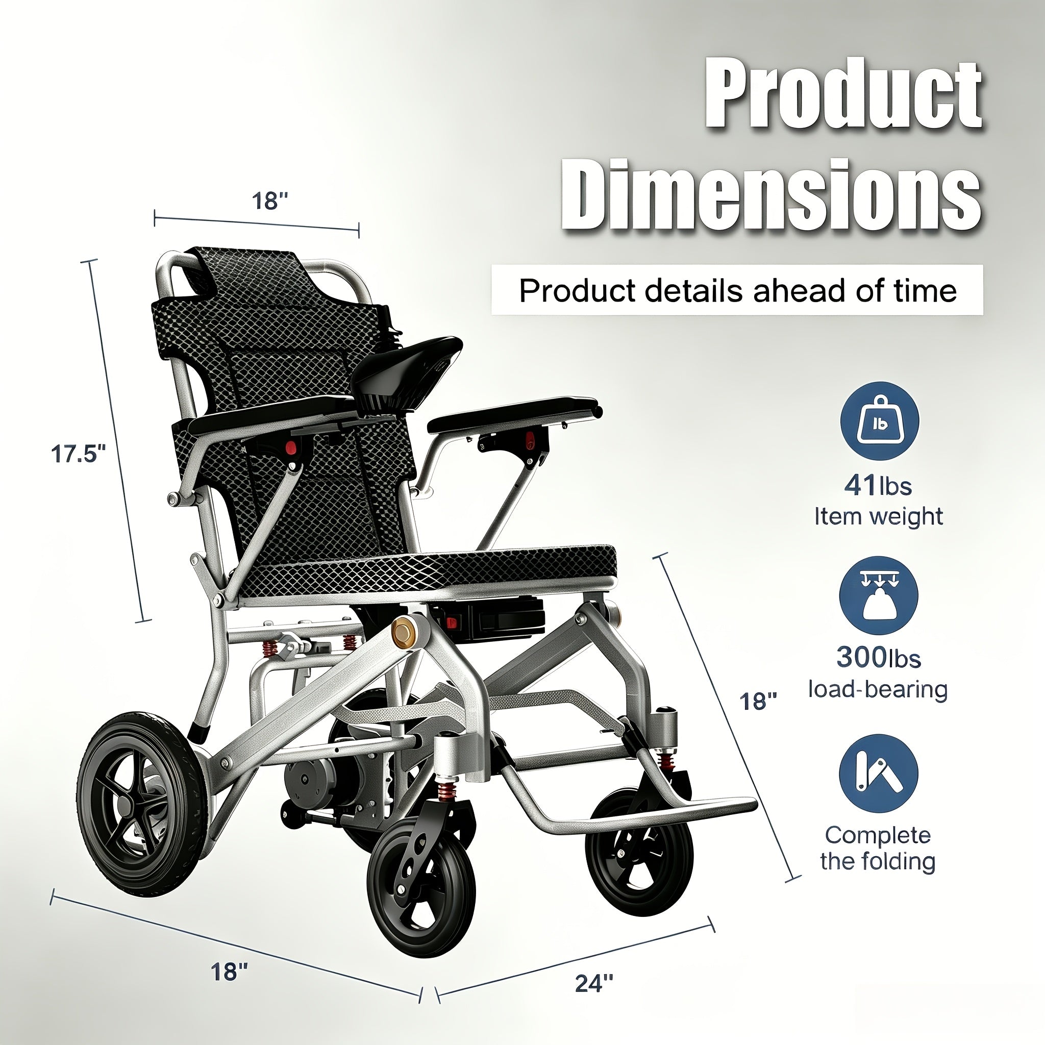 41-Pound lightweight electric adult wheelchair. Folding wheelchair, 330-pound load-bearing, equipped with 360-degree joystick control and EABS parking system | anti-dump wheels. Lightweight portable scooter, universal left-right-hand operation