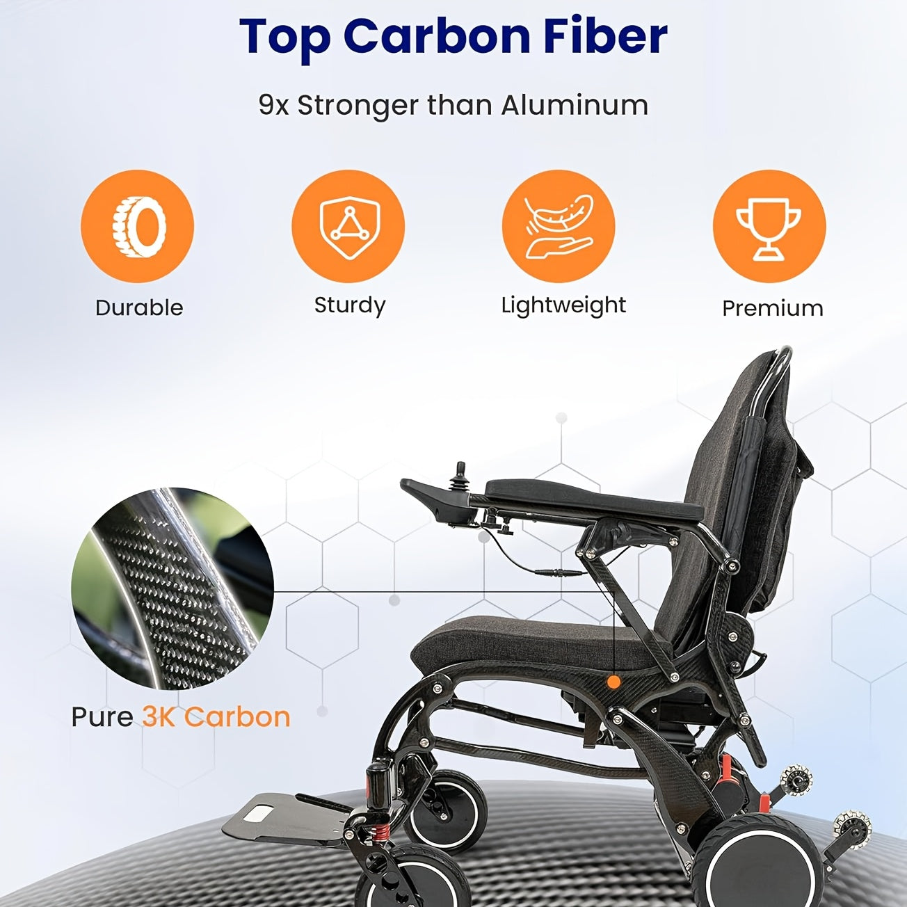 Medical v81 carbon fiber lightweight electric wheelchair: durable mobility assistance for adults