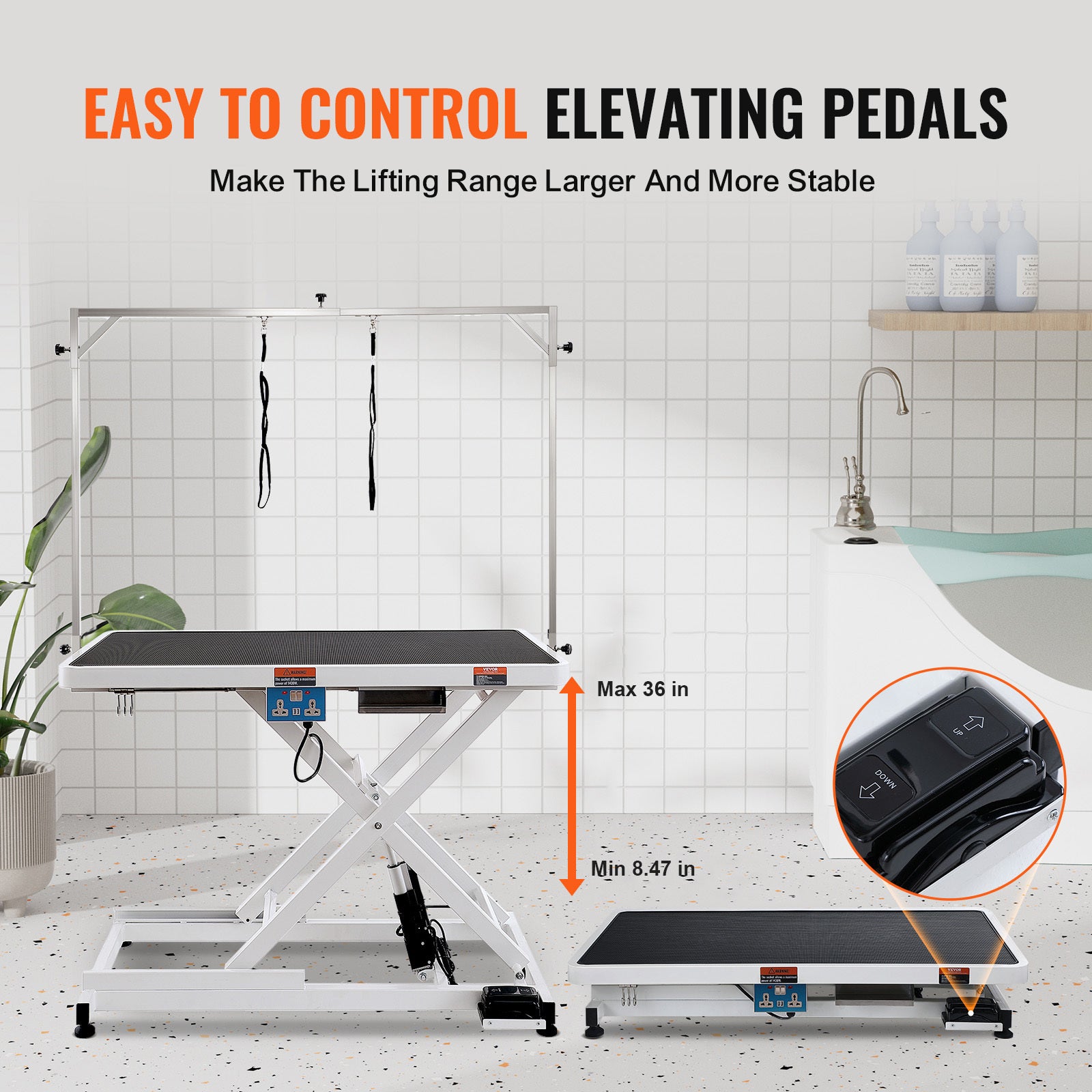 VEVOR 50-inch electric pet grooming table, thickened large dog grooming arm, adjustable height grooming table, non-slip table/grooming station, maximum load bearing 400 pounds