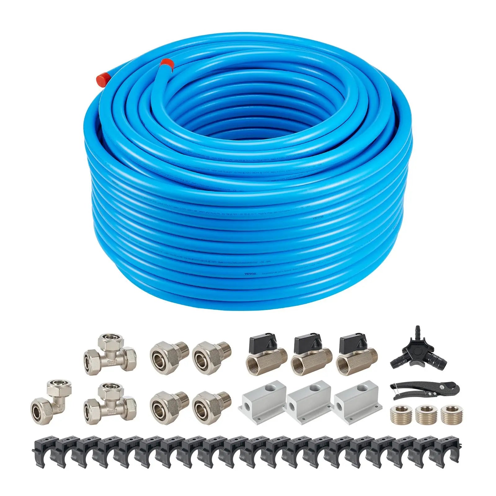 【DealsForYouDays】VEVOR Air Compressor Line Kit, 300FT x 3/4", HDPE-Aluminum Compressed Air Piping System, Leak-Proof, Pressure-Resistant & Easy-to-Install, Compressed Air Line Tubing Kit for Garages Workshops, Blue