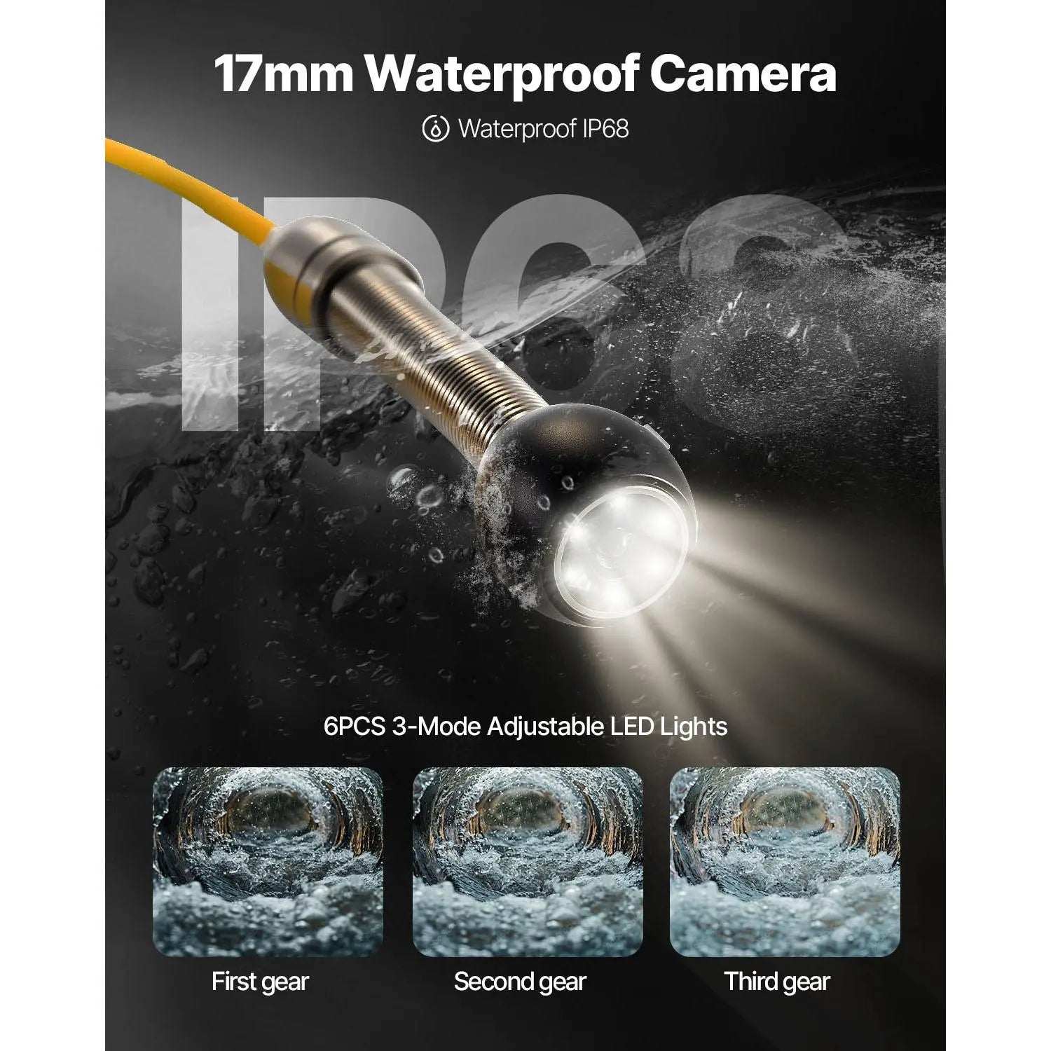 【DealsForYouDays】VEVOR Sewer Camera,  , 65.6FT 4.3" Screen, Pipeline Inspection Camera w/DVR Function & Snake Cable, Waterproof IP68 Borescope with LED Lights, Industrial Endoscope for Home Wall Duct Drain Pipe Plumbing