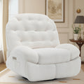 Large rotating recliner, adult rocking chair electric recliner, electric recliner, comfortable soft shell recliner, with USB port and living room storage space, chenille fabric, free shipping