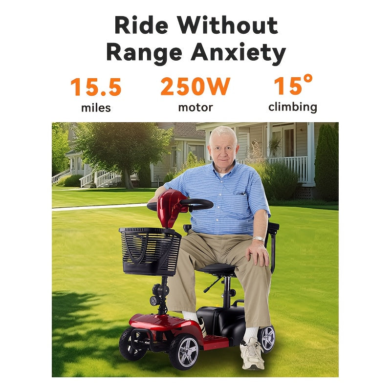 SAY YEAH Electric Quad Motorcycle/Folding Quad Drive, Adult Electric Bicycle, Quad Electric Bicycle, 250w 24v 13.5ah, with LED Headlights, Basket, 265lbs, 15.5 miles, with Removable Basket. Phone Holder and Charger