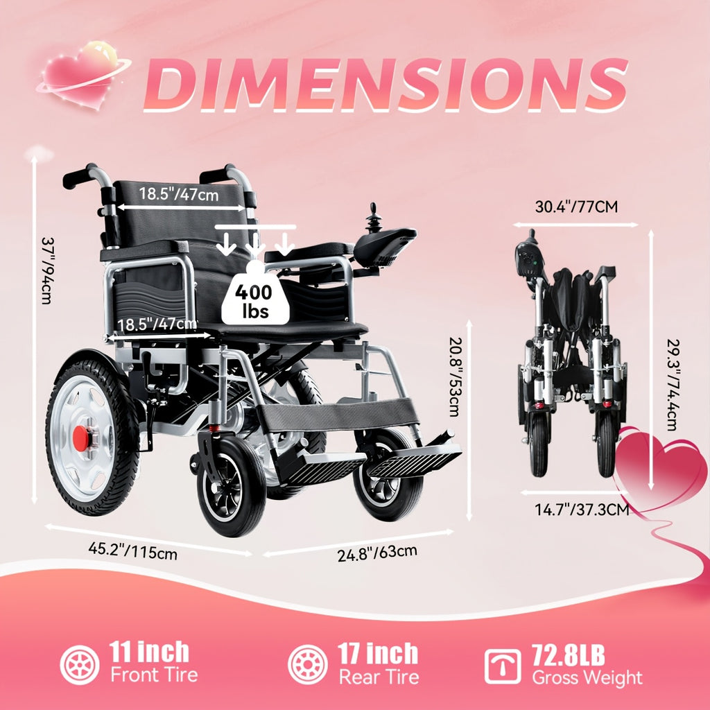HOMYKING intelligent all-terrain portable electric wheelchair, adult folding electric wheelchair, with 360 ° hand rocker, cruising range 16 + miles, dual motors, load-bearing 400LB, suitable for the elderly and adult wheelchairs